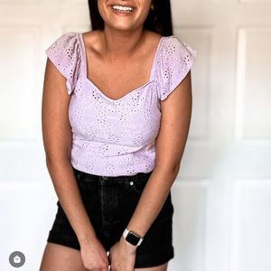 Lavender eyelet top